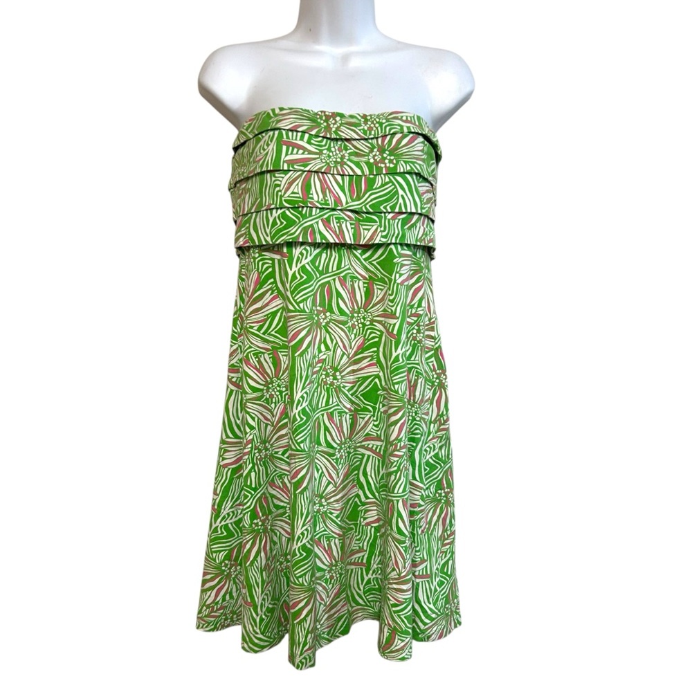 Y2K‎ Lilly Pulitzer S dress strapless A-line knee length floral stretch cotton